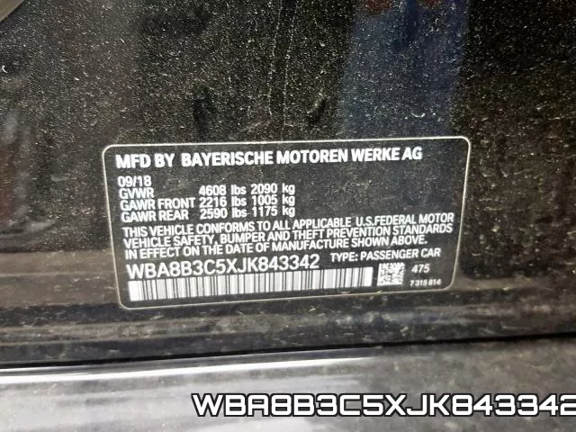 WBA8B3C5XJK843342 фото 2