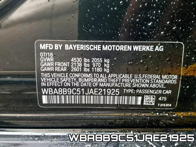 WBA8B9C51JAE21925 фото 2