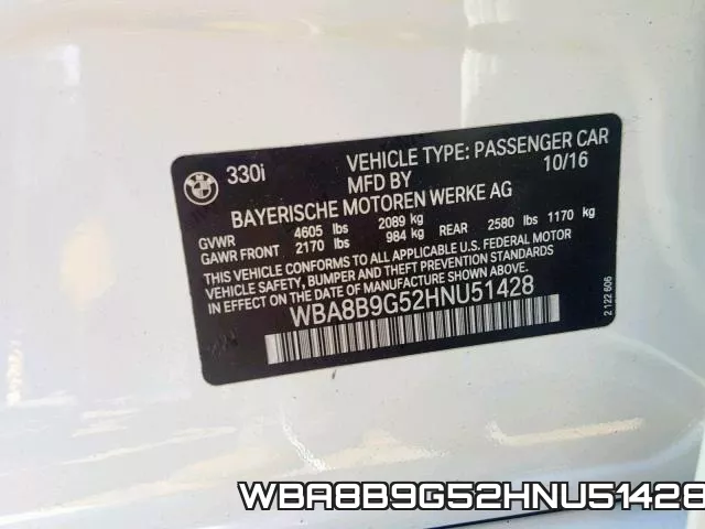 WBA8B9G52HNU51428 фото 2