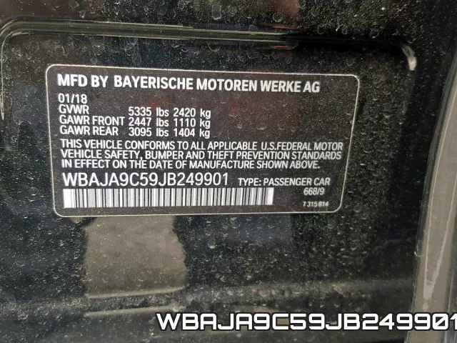 WBAJA9C59JB249901 фото 2