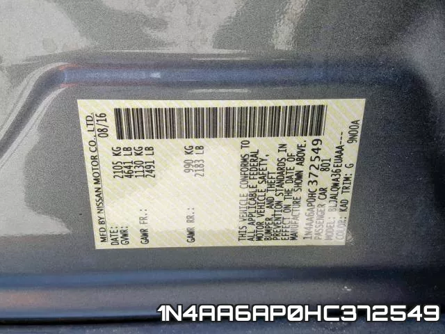 1N4AA6AP0HC372549 фото 2