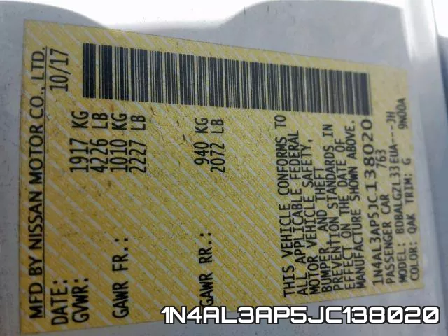 1N4AL3AP5JC138020 фото 2