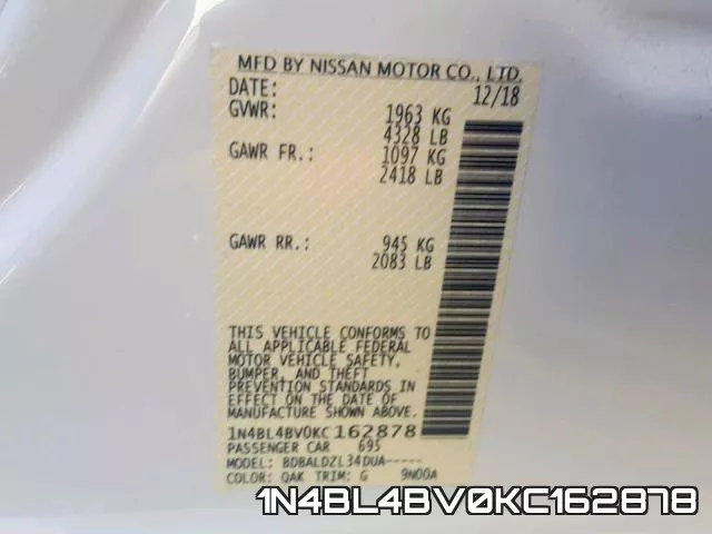 1N4BL4BV0KC162878 фото 2