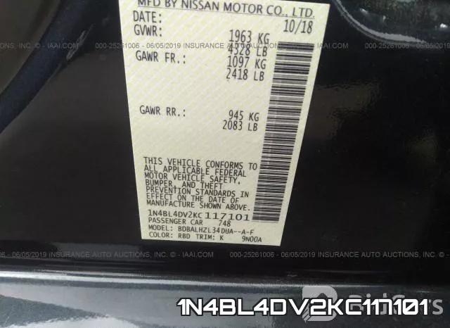 1N4BL4DV2KC117101 фото 10
