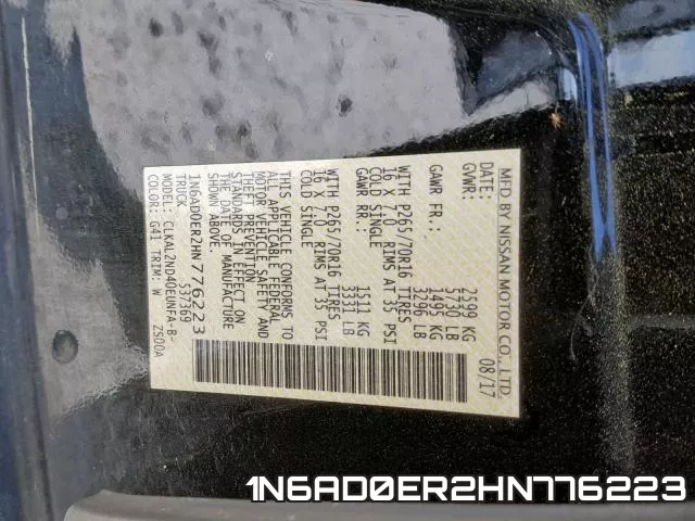 1N6AD0ER2HN776223 фото 2