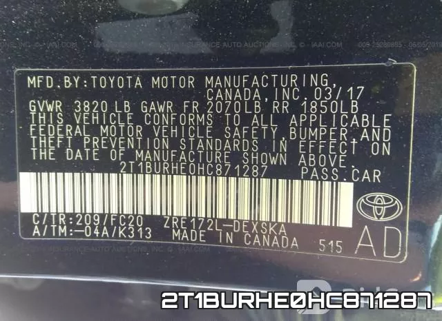 2T1BURHE0HC871287 фото 10