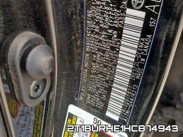 2T1BURHE1HC874943 фото 2