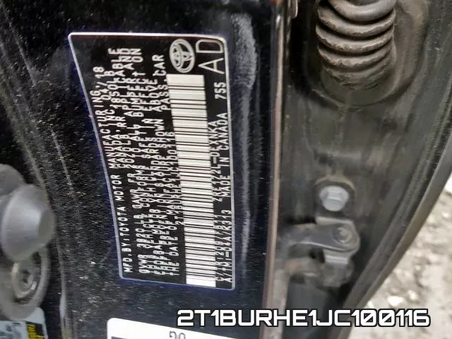 2T1BURHE1JC100116 фото 2