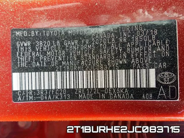 2T1BURHE2JC083715 фото 2