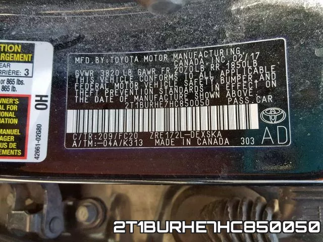2T1BURHE7HC850050 фото 2