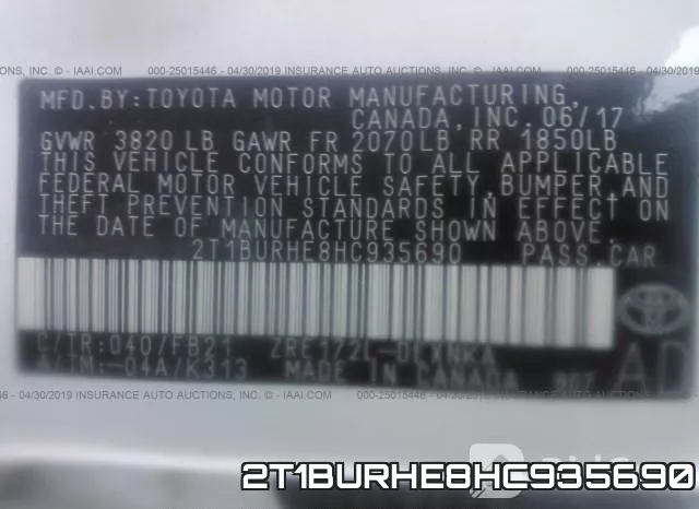 2T1BURHE8HC935690 фото 10