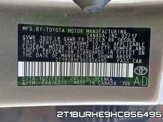 2T1BURHE9HC856495 фото 2