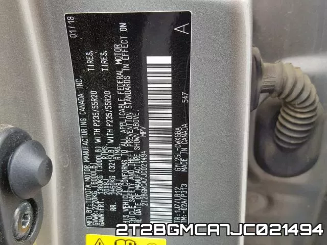 2T2BGMCA7JC021494 фото 2