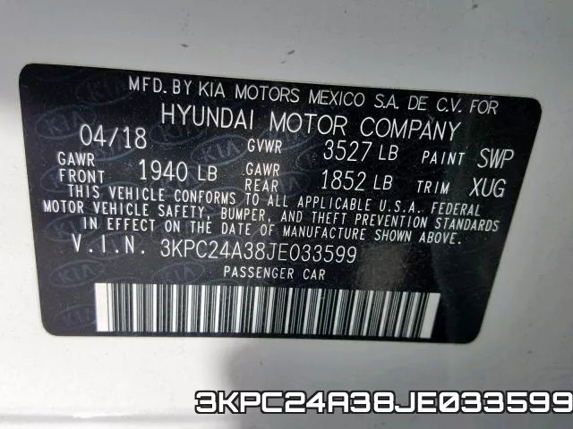 3KPC24A38JE033599 фото 2