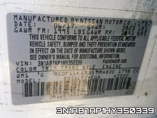 3N1AB7AP1HY350339 фото 2