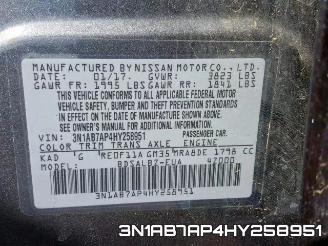 3N1AB7AP4HY258951 фото 2