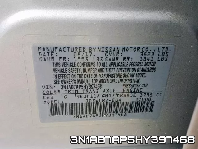 3N1AB7AP5HY397468 фото 2