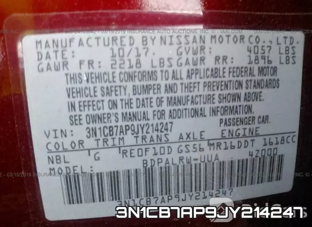 3N1CB7AP9JY214247 фото 10
