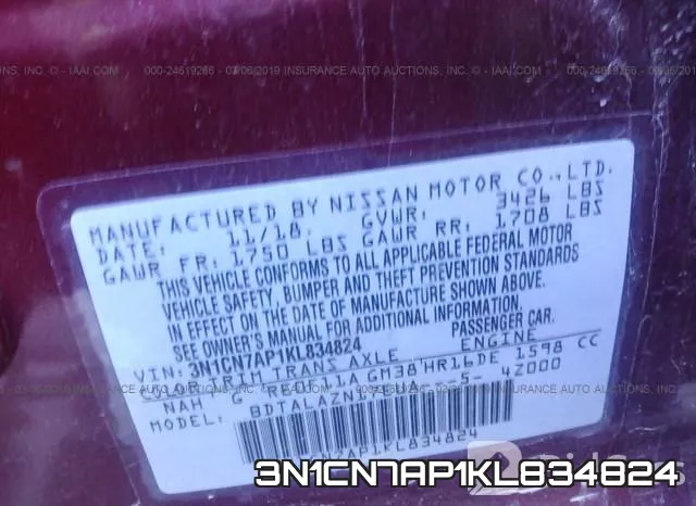 3N1CN7AP1KL834824 фото 10