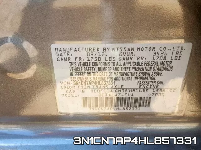 3N1CN7AP4HL857331 фото 2