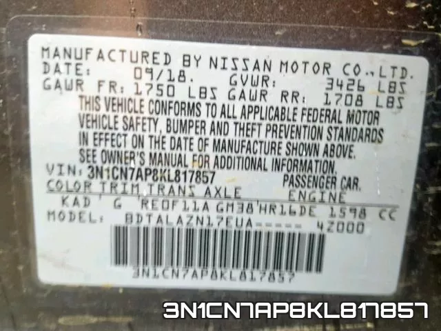 3N1CN7AP8KL817857 фото 2