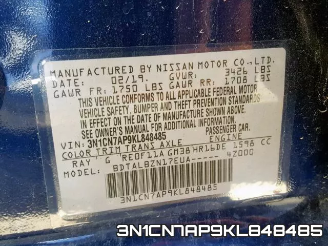 3N1CN7AP9KL848485 фото 2