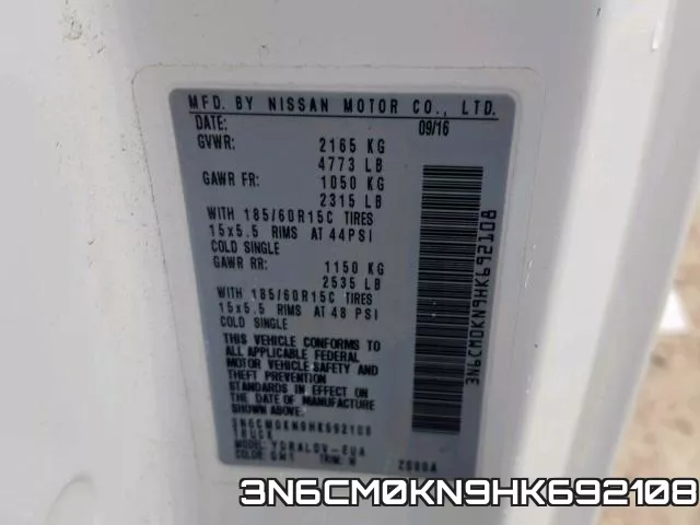 3N6CM0KN9HK692108 фото 2