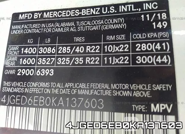 4JGED6EB0KA137603 фото 9