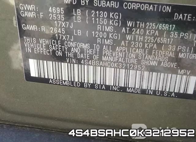 4S4BSAHC0K3212952 фото 10