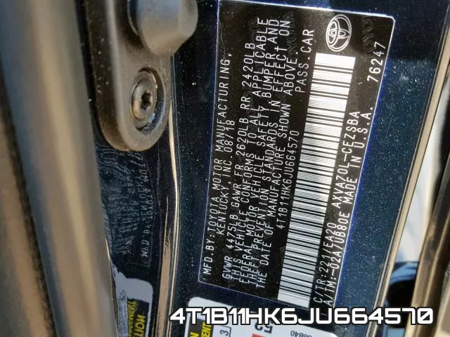4T1B11HK6JU664570 фото 2