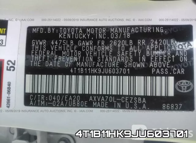 4T1B11HK9JU603701 фото 10