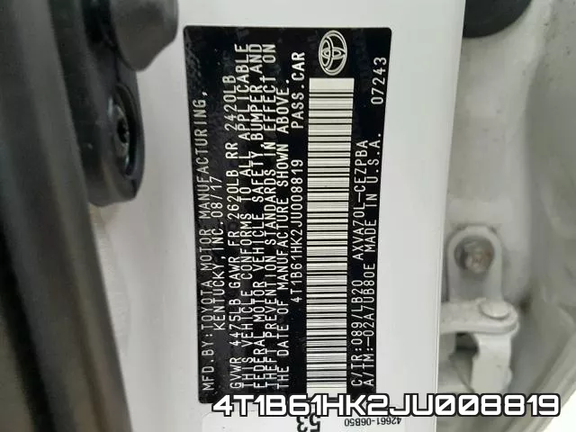4T1B61HK2JU008819 фото 2
