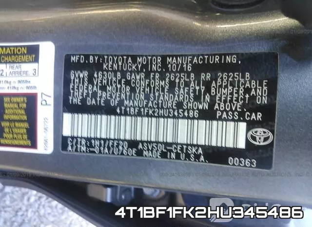 4T1BF1FK2HU345486 фото 10