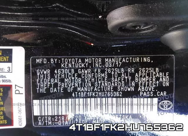 4T1BF1FK2HU765362 фото 10