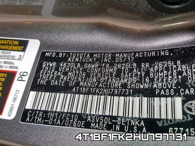 4T1BF1FK2HU797731 фото 2