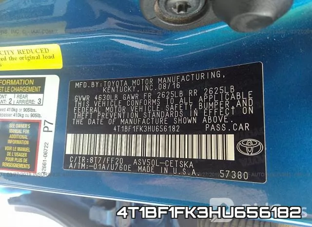 4T1BF1FK3HU656182 фото 10