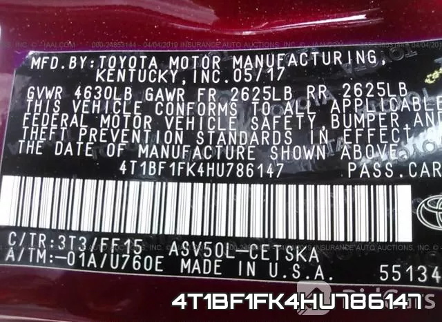 4T1BF1FK4HU786147 фото 10
