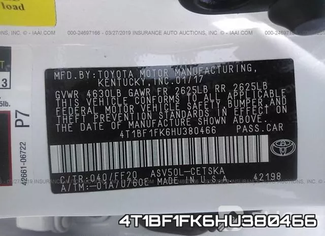 4T1BF1FK6HU380466 фото 10