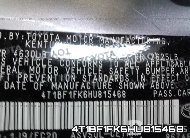 4T1BF1FK6HU815468 фото 10