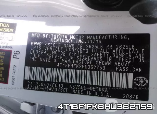 4T1BF1FK8HU362759 фото 10