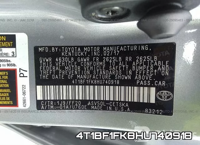 4T1BF1FK8HU740918 фото 10