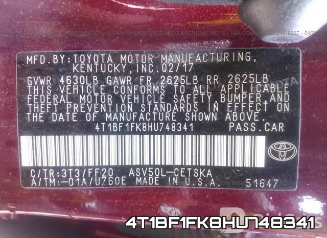 4T1BF1FK8HU748341 фото 10
