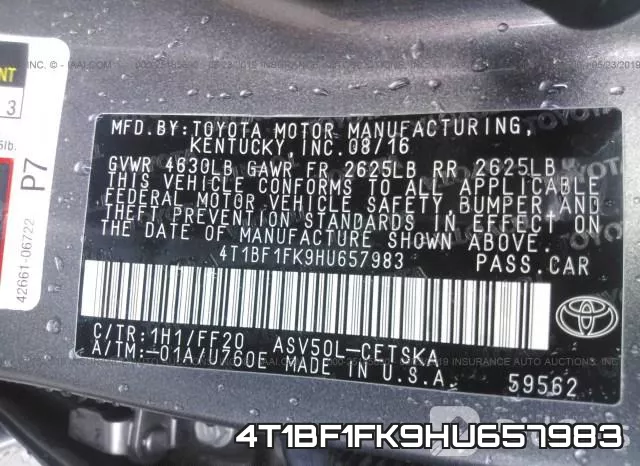 4T1BF1FK9HU657983 фото 10