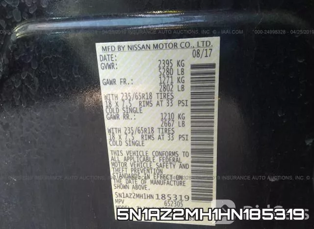 5N1AZ2MH1HN185319 фото 10