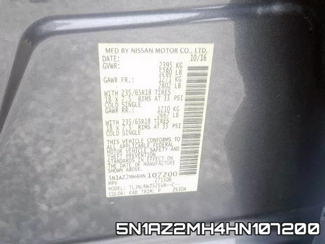 5N1AZ2MH4HN107200 фото 2