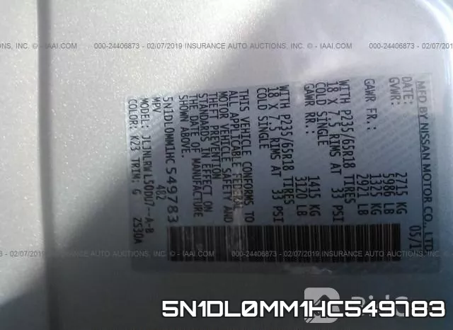 5N1DL0MM1HC549783 фото 10