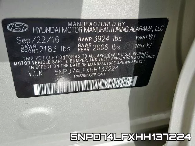 5NPD74LFXHH137224 фото 2