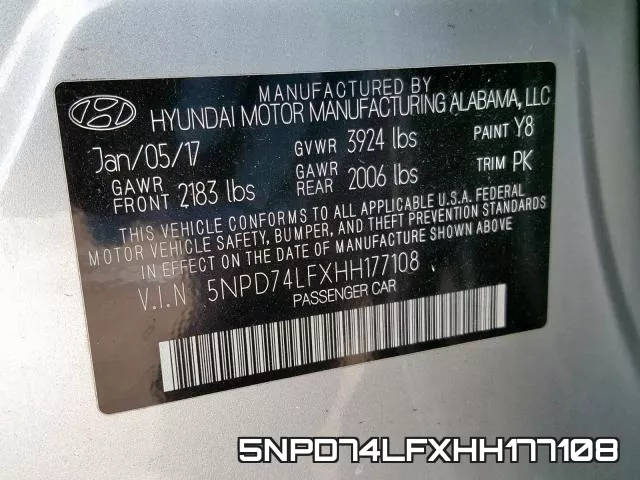 5NPD74LFXHH177108 фото 2
