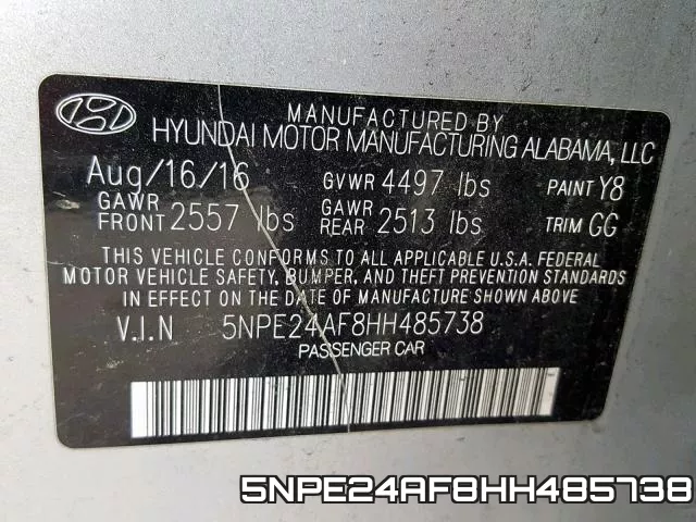 5NPE24AF8HH485738 фото 2