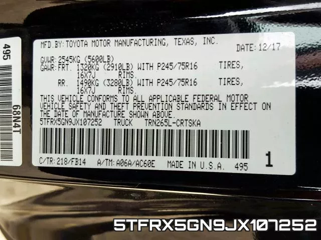 5TFRX5GN9JX107252 фото 2